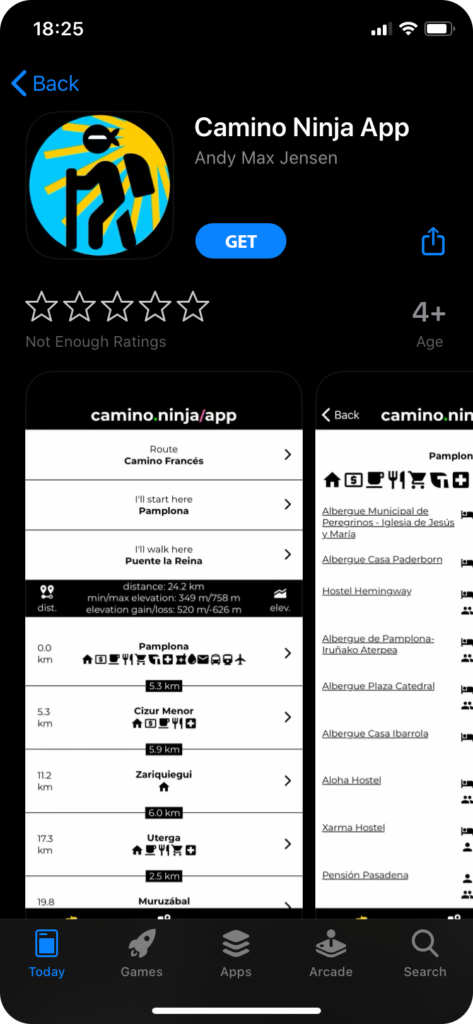 Camino Ninja App for iPhone and iPad on Apple App Store